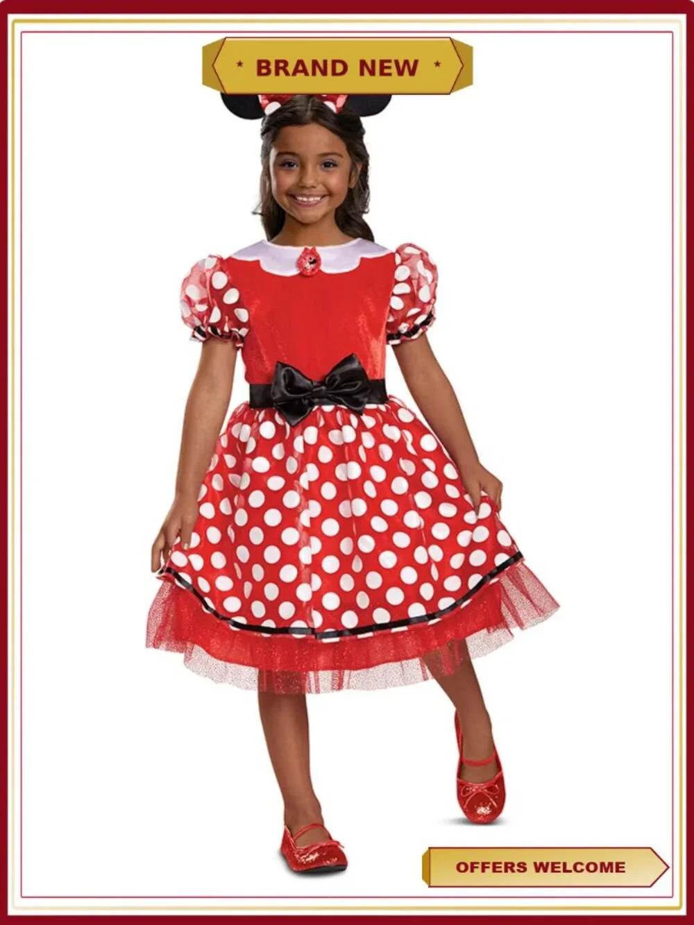 Disguise Disney Minnie Mouse Classic Costume Girls Size S 6/6X Halloween